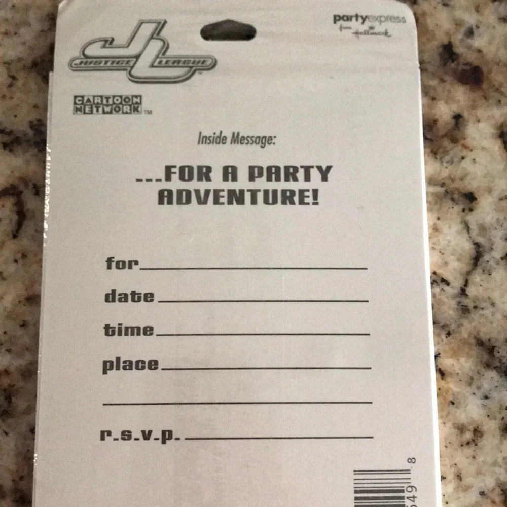 6/$20 New Set/3 Justice League party invitations